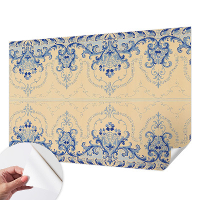 Stick-on wall mural Blue ornaments