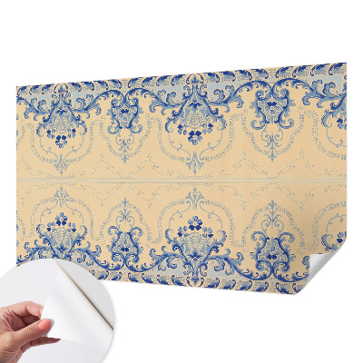 Stick-on wall mural with blue ornamental pattern