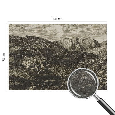 Removable wall mural with a mountain journey design