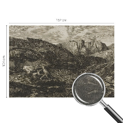 Removable wall mural with a mountain journey design