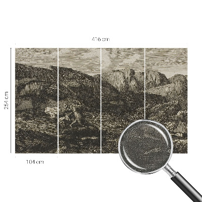 Removable wall mural with a mountain journey design