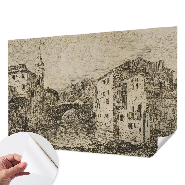 Removable wall mural wallpaper City panorama