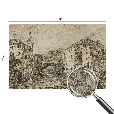 Removable wall mural wallpaper with a city panorama design