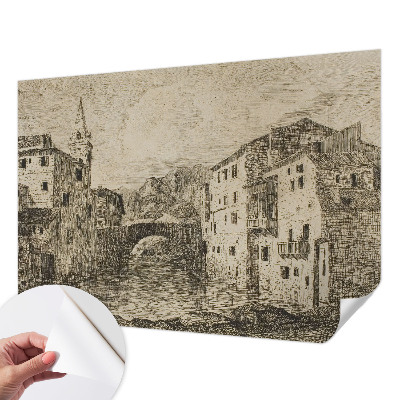 Removable wall mural wallpaper City panorama