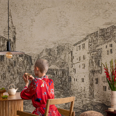 Removable wall mural wallpaper City panorama
