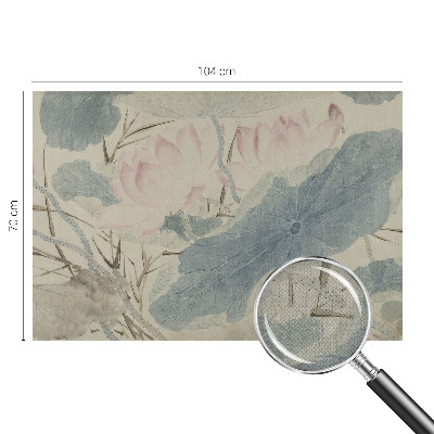Peel and stick wall mural for living room with a lotus leaves design
