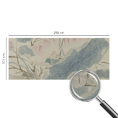 Peel and stick wall mural for living room with a lotus leaves design