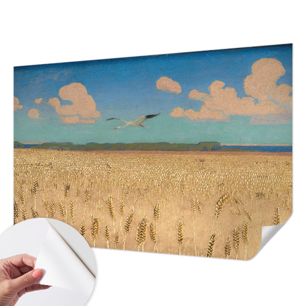 3D wall mural with a wheat field motif