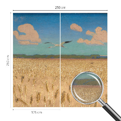 3D wall mural with a wheat field motif