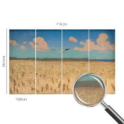 3D wall mural with a wheat field motif