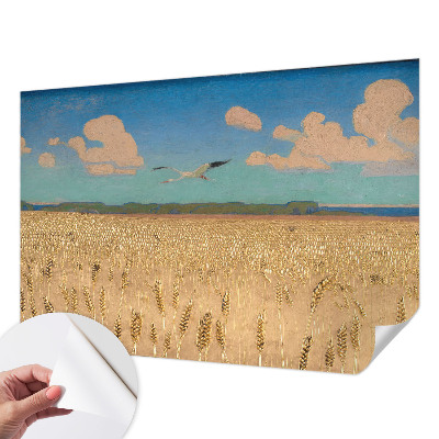 3D wall mural with a wheat field motif