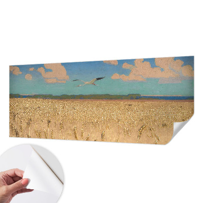 3D wall mural with a wheat field motif