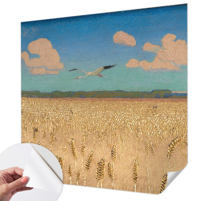 3D wall mural with a wheat field motif