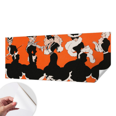 Peel and stick wall mural for bedroom featuring women’s outfits