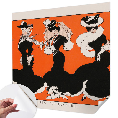 Peel and stick wall mural for bedroom featuring women’s outfits