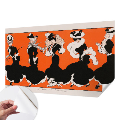 Peel and stick wall mural for bedroom featuring women’s outfits