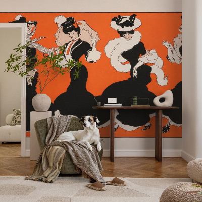 Peel and stick wall mural for bedroom featuring women’s outfits