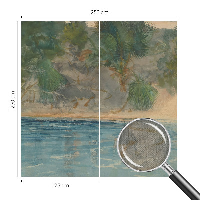 3D photo wallpaper mural with a tropical shore motif