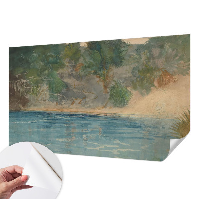 3D photo wallpaper mural with a tropical shore motif