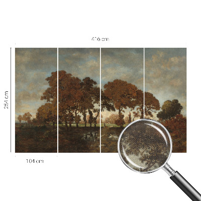 Children's wall mural with an idyllic landscape design