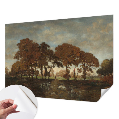 Children's wall mural with an idyllic landscape design