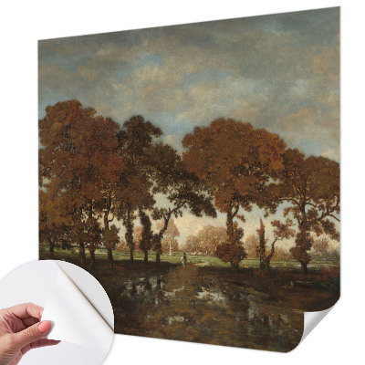 Children's wall mural with an idyllic landscape design