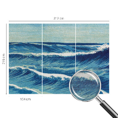 Baby room wall mural with a sea waves design
