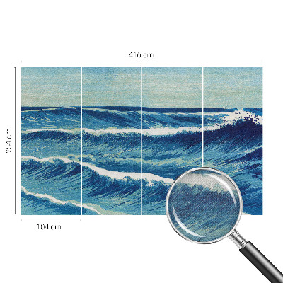 Baby room wall mural with a sea waves design