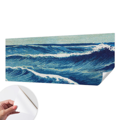 Baby room wall mural with a sea waves design
