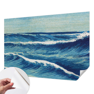 Baby room wall mural with a sea waves design