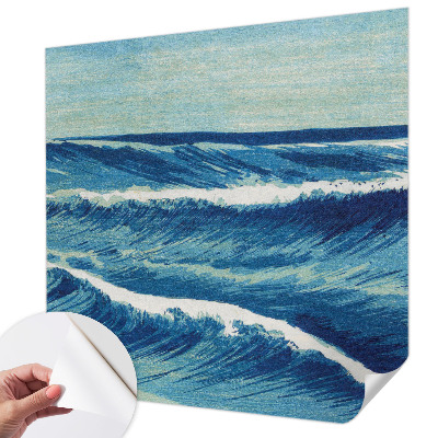 Baby room wall mural with a sea waves design