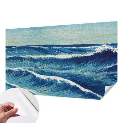 Baby room wall mural with a sea waves design