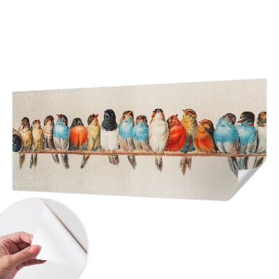 Peel and stick wallpaper mural with a birds-on-a-branch design