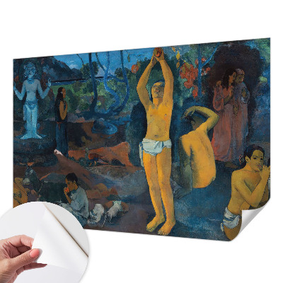 Self-adhesive wall mural with a tropical harmony design