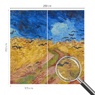 Stick-on wall mural with a field landscape design