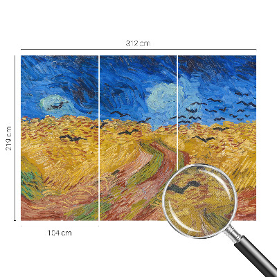 Stick-on wall mural with a field landscape design