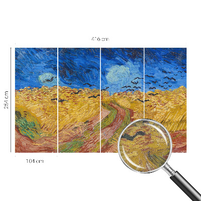 Stick-on wall mural with a field landscape design