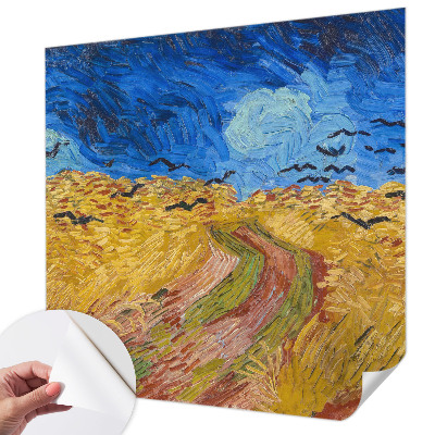Stick-on wall mural with a field landscape design