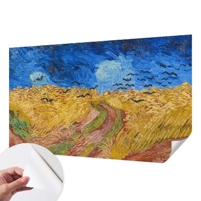 Stick-on wall mural with a field landscape design