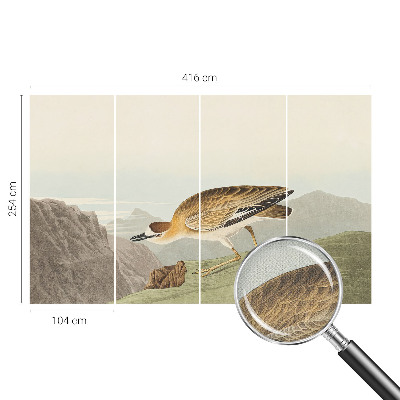Peel and stick wall mural for living room featuring a mountain bird design