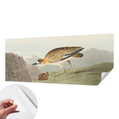 Peel and stick wall mural for living room featuring a mountain bird design