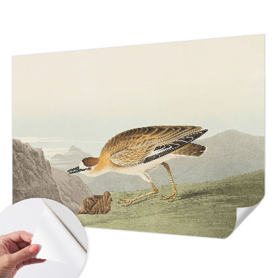 Peel and stick wall mural for living room featuring a mountain bird design