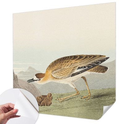 Peel and stick wall mural for living room featuring a mountain bird design