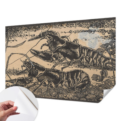 3D wall mural featuring a water crayfish design
