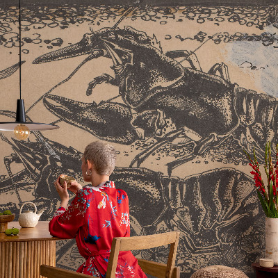 3D wall mural featuring a water crayfish design