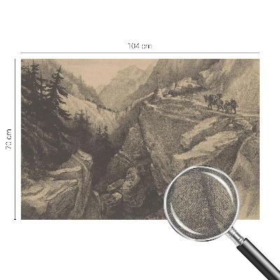 3D photo wallpaper mural with a picturesque mountain scene