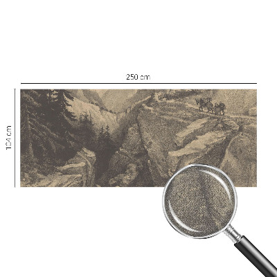 3D photo wallpaper mural with a picturesque mountain scene