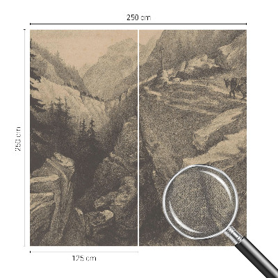 3D photo wallpaper mural with a picturesque mountain scene