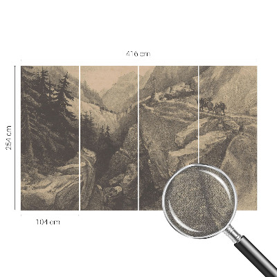 3D photo wallpaper mural with a picturesque mountain scene