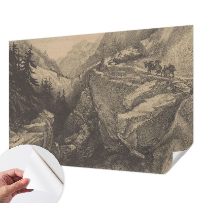 3D photo wallpaper mural with a picturesque mountain scene